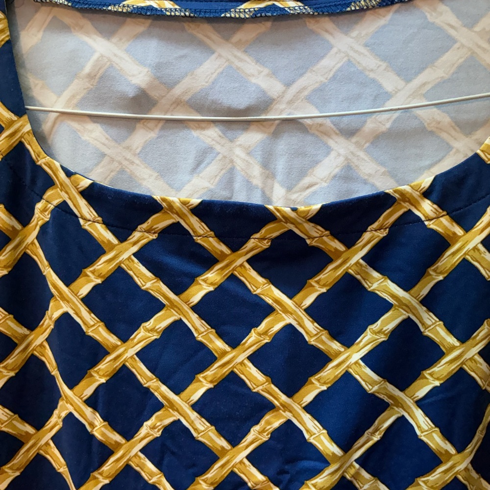 J. McLaughlin Navy and Yellow Geometric Dress size Medium